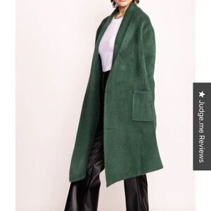 Pink Martini Green Cardigan Sweater with Lapel Collar